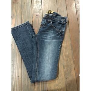 Hint straight leg faded jeans women's size 5 wide belt loop